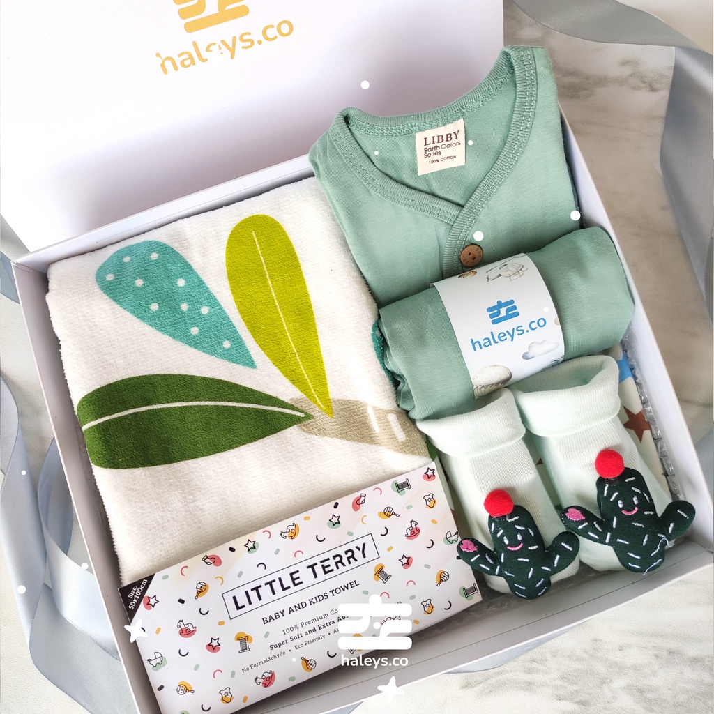 Boys/Girl Baby Hampers 0-12 months/ Hampers bayi newborn/ Kado bayi/ Babyboy Gift / Kado Lahiran / Giftbox / Kado Bayi Perempuan / Girl Hampers baby / Kado bayi laki laki / Haleys.co-Green Aspa Little T