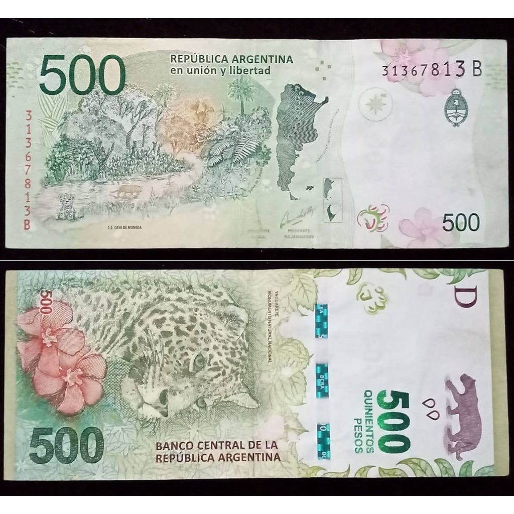 Uang Kuno Argentina 500 Peso Jaguar