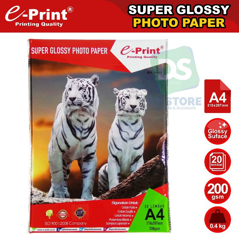 

Kertas Foto Glossy 200 GSM A4 (Alm Pack) E-PRINT