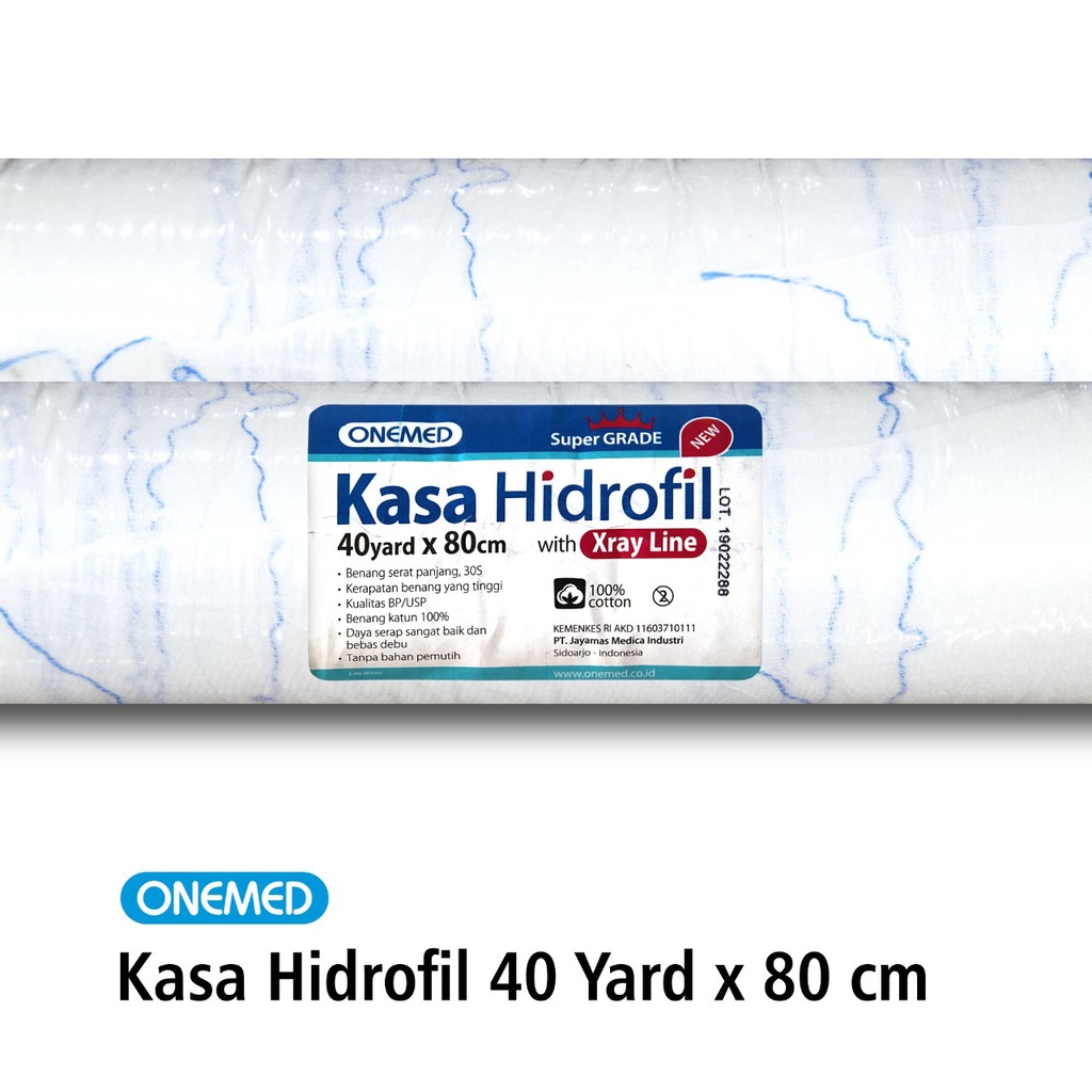 Kasa Hidrofil OneMed 40yardx80cm Super Grade With Xray Line Roll OJ