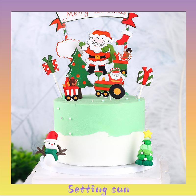 1 Set 7 Styles Topper Kue Desain Merry Christmas Bahan Akrilik Untuk Dekorasi Natal TN