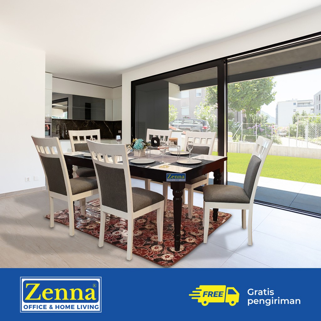 Zenna dining set roman 6 kursi / meja makan