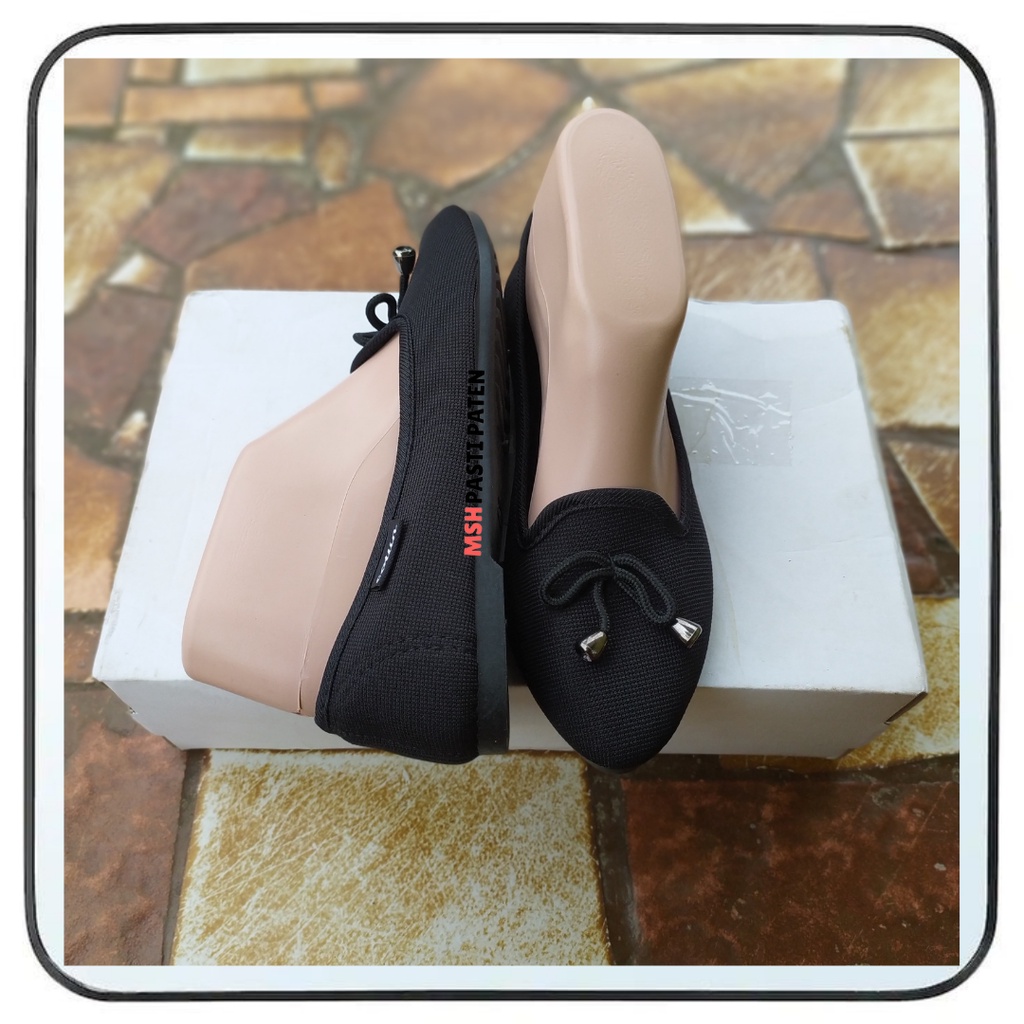 COLIN-Sepatu hitam wanita flatshoes balet bahan kanvas nyaman dipakai original BX6100-H