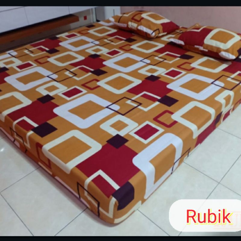 sprei homemade motif rubik coklat / sprei terbaru motif kotak ukuran 160 & 180 king queen