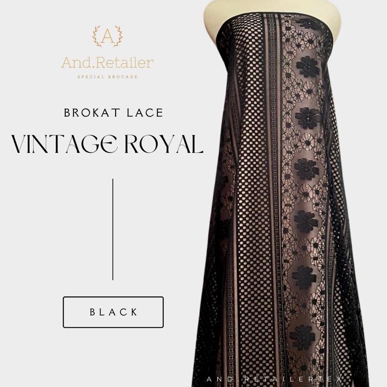 Kain Brokat Lace Vintage Royal Hitam Black Dan Lilac