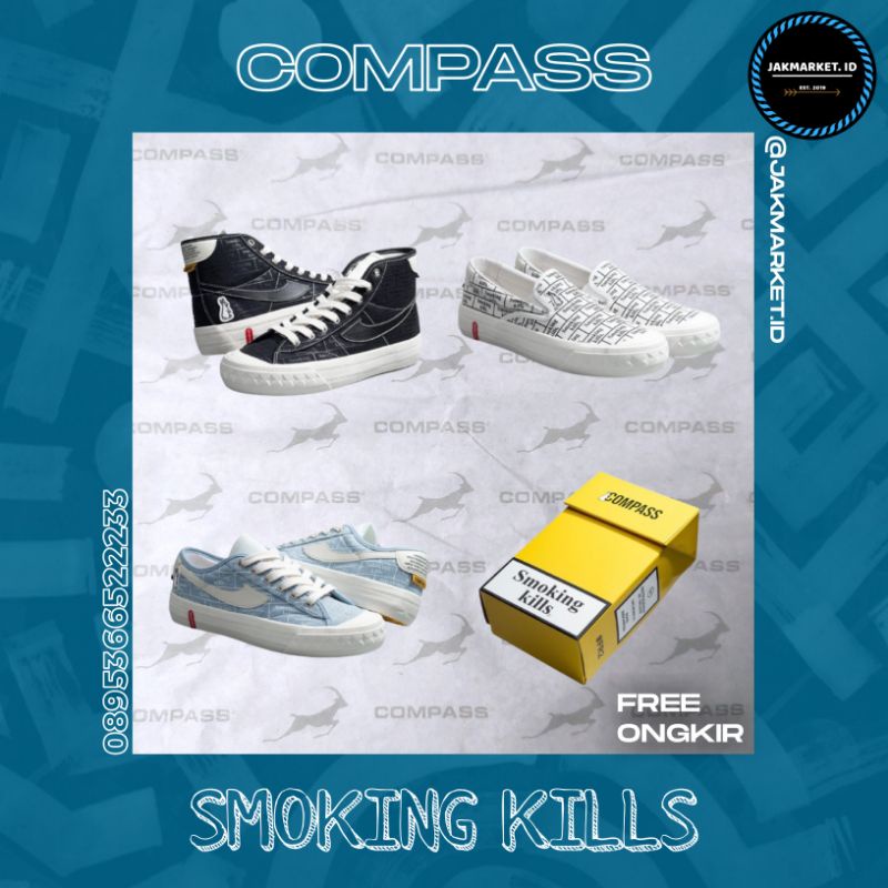[ORIGINAL] COMPASS FXXCKING RABBITS SMOKING KILLS SLIP ON / LOW / HI  [BNIB]