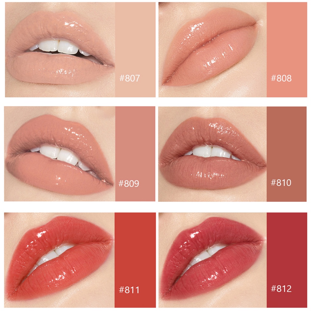 【Baru】Handaiyan 12Colors Mirror Lip Gloss Natural Moisturizing Waterproof Velvet Lip Glosses Non-sticky Lip Makeup
