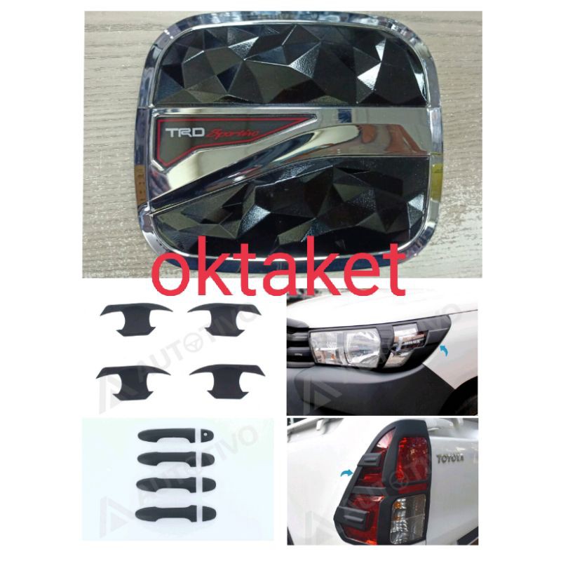 paket lengkap all new Hilux hitam chrome jsl garnish outer handle tank