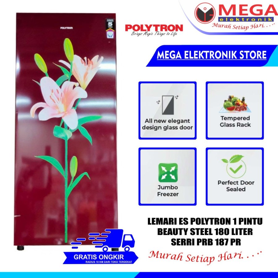 LEMARI ES POLYTRON PRB-187 / PRB 187 / PRB187 KULKAS 1 PINTU MURAH