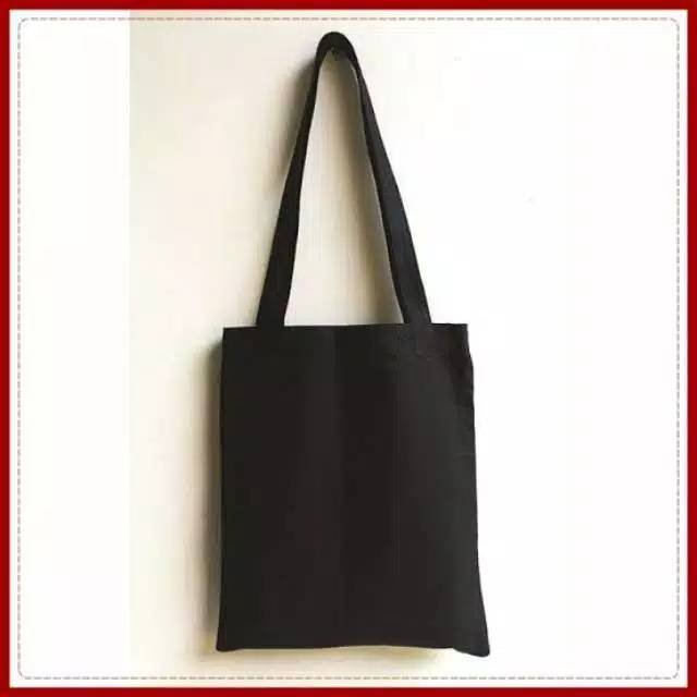 Download Tote bag kanvas hitam polos pakai resleting | Shopee Indonesia