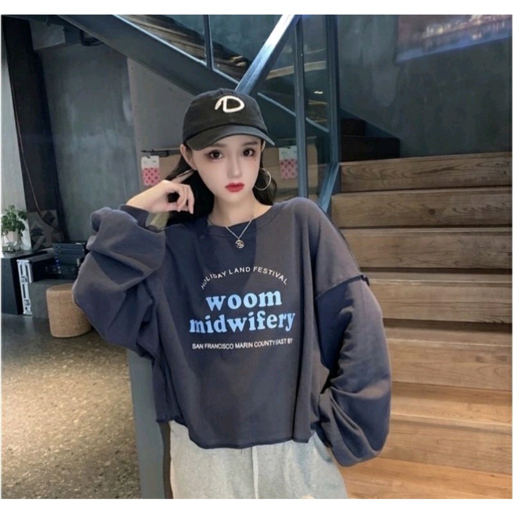 WOOM MIDWIFERY SWEATER CROOPE OVERSIZE OBLONG WANITA