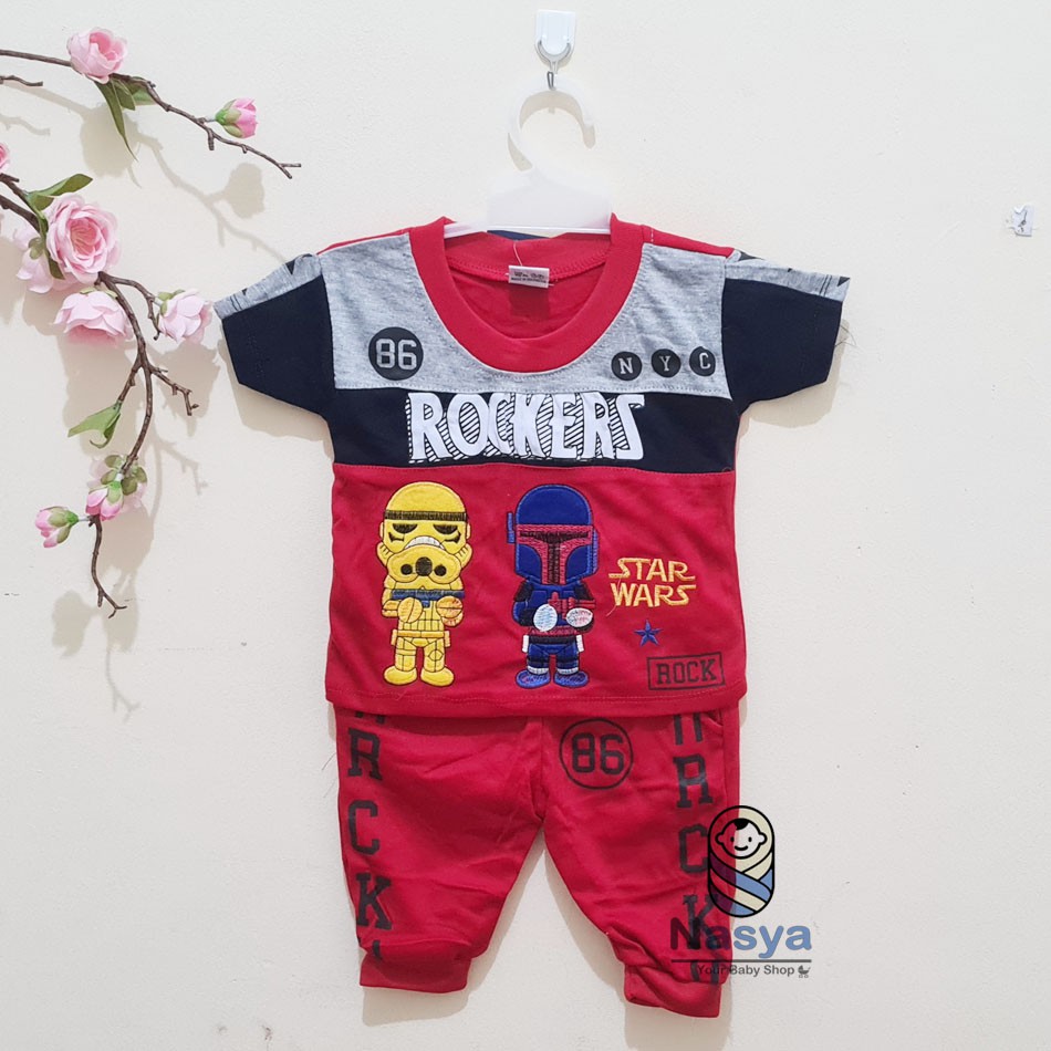 [SL-043] Setelan Baju Anak Laki-laki motif star wars (0-3 bulan)