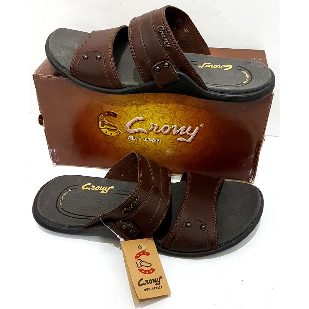 Sandal Kulit Pria Pakai Box Crony SMK  Size38-43 Sandal Pria Sandal SLIDE Sandal cowo