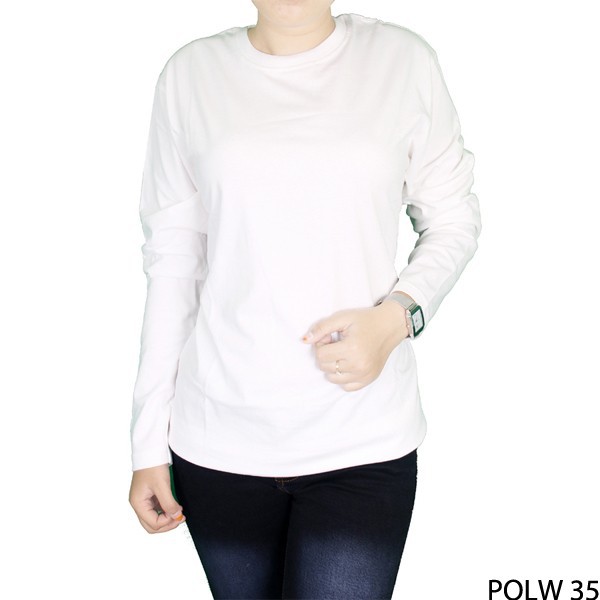 Kaos Panjang Polos Wanita - Oneck / Basic Tshirt Oneck 100% Cotton Combed - POL (COMB)