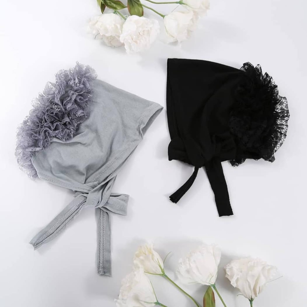 Ciput Turki Renda Brukat Inner Turki Cepol Bahan Kaos Spandek Pasar Hija'b