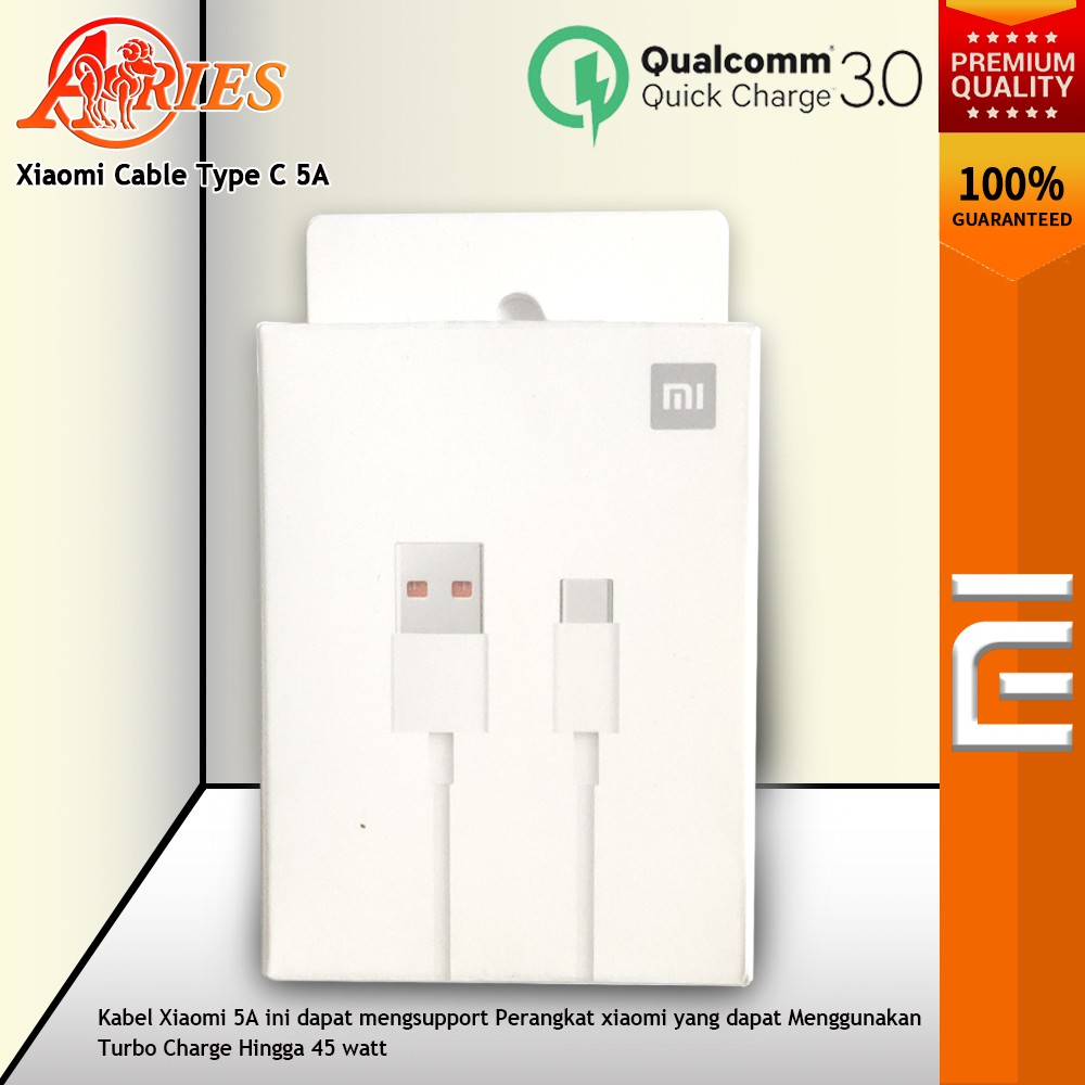 Kabel Data / Kabel Charger Charge Turbo 5A Xiaomi Mi 9 Mi Note 10 Redmi K30 Max Support 45 Watt
