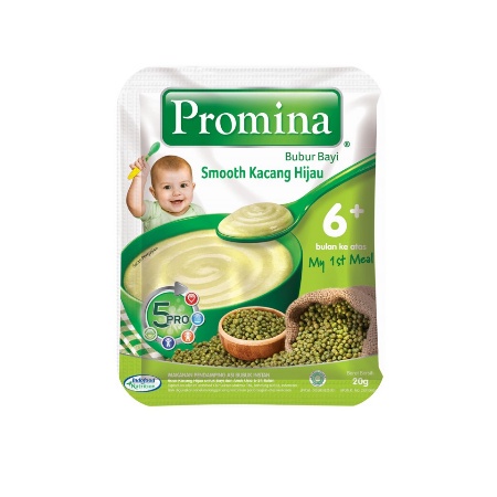 Smooth Kacang Hijau 20 gr SACHET - PROMINA BUBUR BAYI 6+ Bulan MP ASI MPASI baby Makanan Pendamping ASI 6bulan 6 bulan 6+ 6m Instant Instan Praktis Mudah Sehat 20 gram