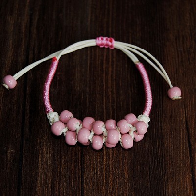 Gelang Etnik GK-57 Batu Keramik Pink Beads