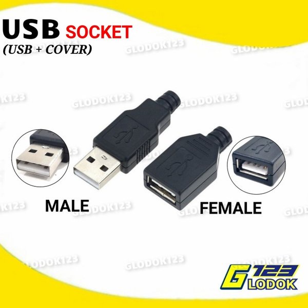 Soket USB 4 Pin Plug Socket Connector Kosong Jantan Male Betina Female