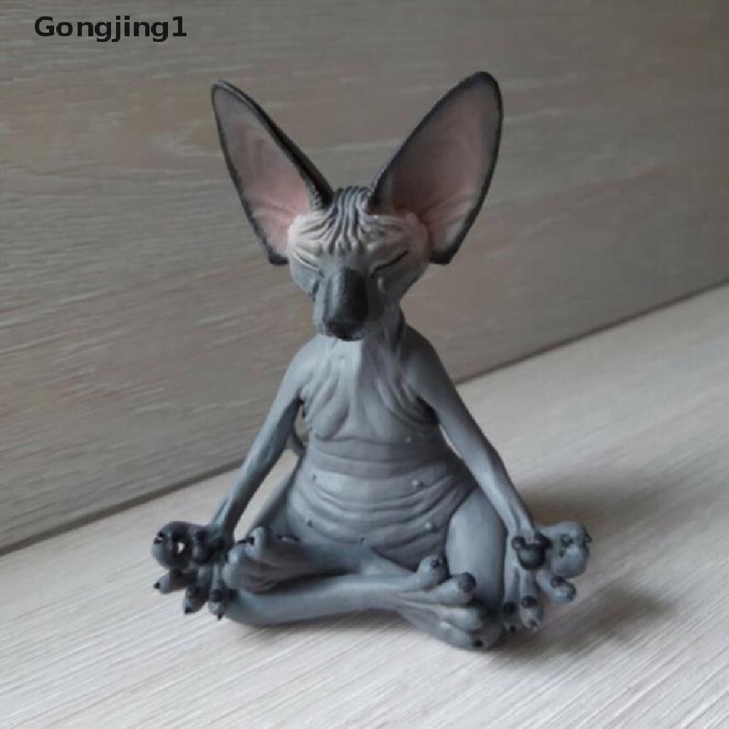 Gongjing1 Mainan Miniatur Kucing Meditasi Handmade Untuk Dekorasi