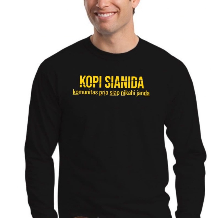 KAOS DISTRO PRIA KATA KATA KOPI SAIDINA / KAOS LENGAN PANJANG