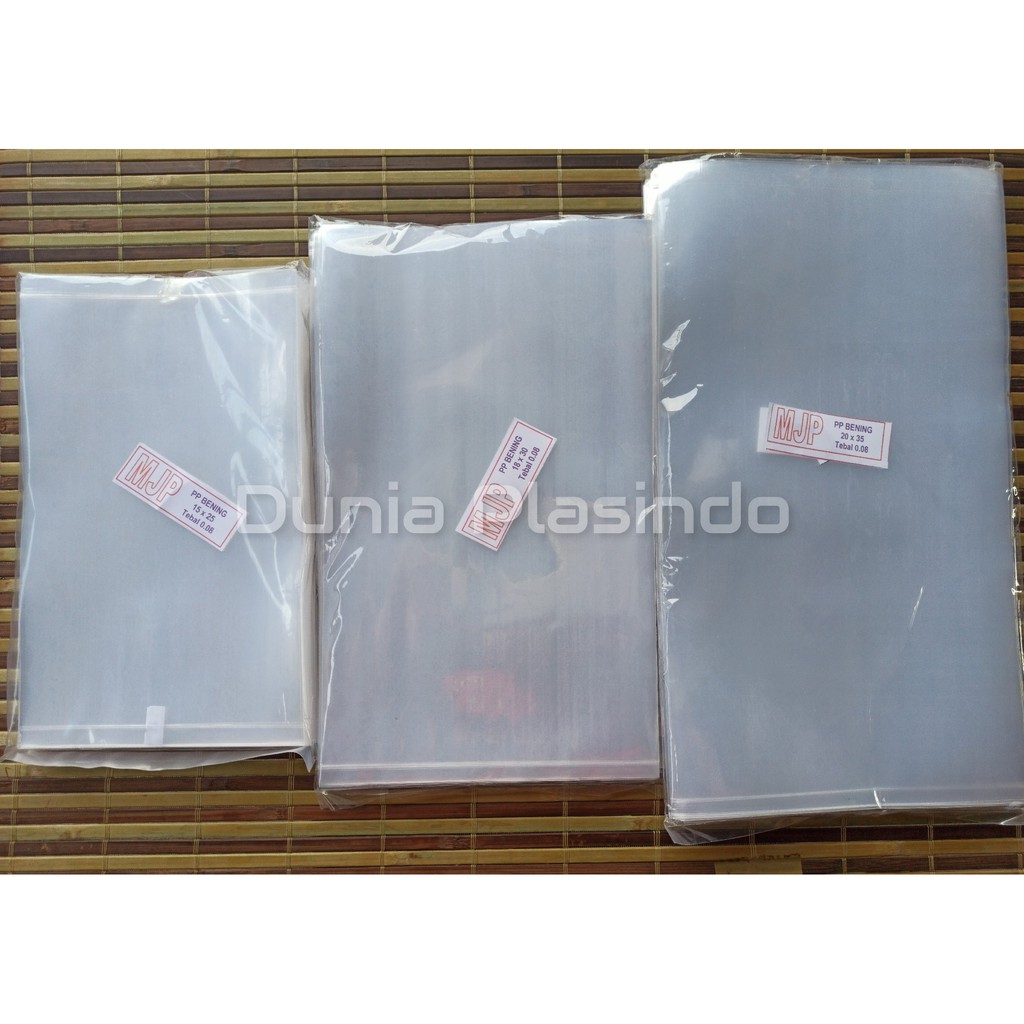 Plastik PP Bening MJP Tebal 0.08 12x20 12x25 15x25 18x25 18x30 20x30 20x35 22x40 25x40