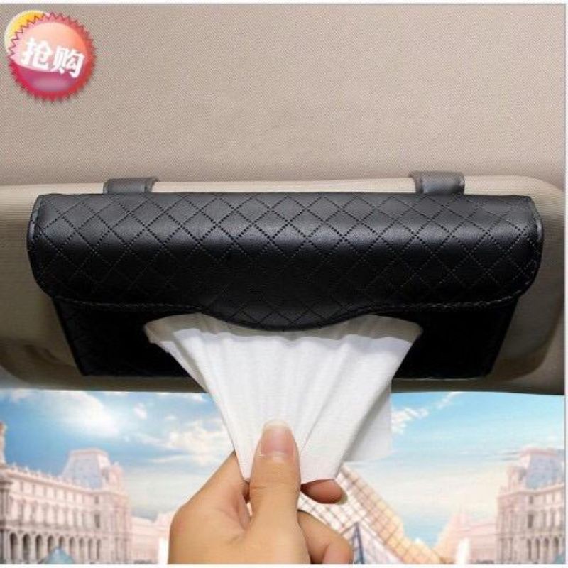 SLIM MODE Tempat Tissue Motif Silang Tisu Jepit Sunvisor Slot Pintu atau Kantong Belakang Jok Mobil