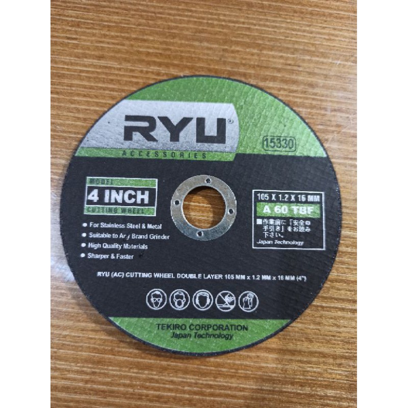Batu Gerinda RYU Mata Gurinda Potong Cutting Wheel Disc 4" TEKIRO RYU