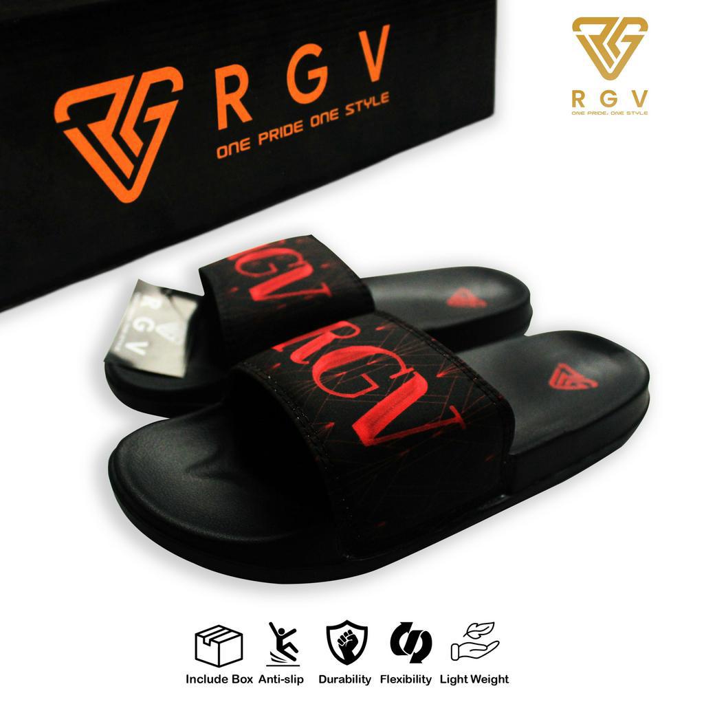 RGV - SANDAL PRIA DAN WANITA SLIDE SLIP ON SENDAL ANTI LICIN RINGAN SELOP ART DECO RED