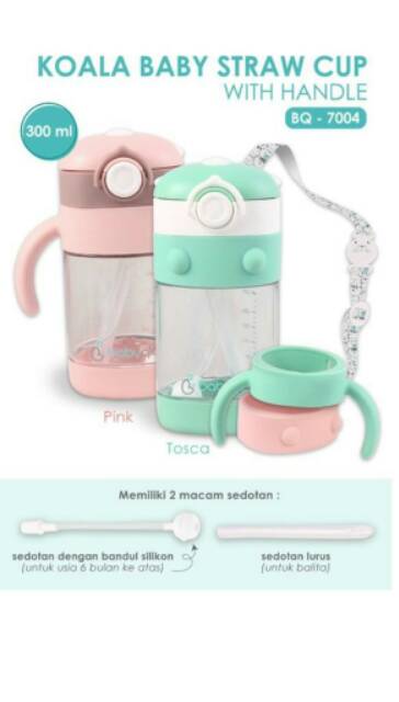 Babyqlo Botol Minum Anak / Koala Baby Straw Cup With Handle Bq 7004