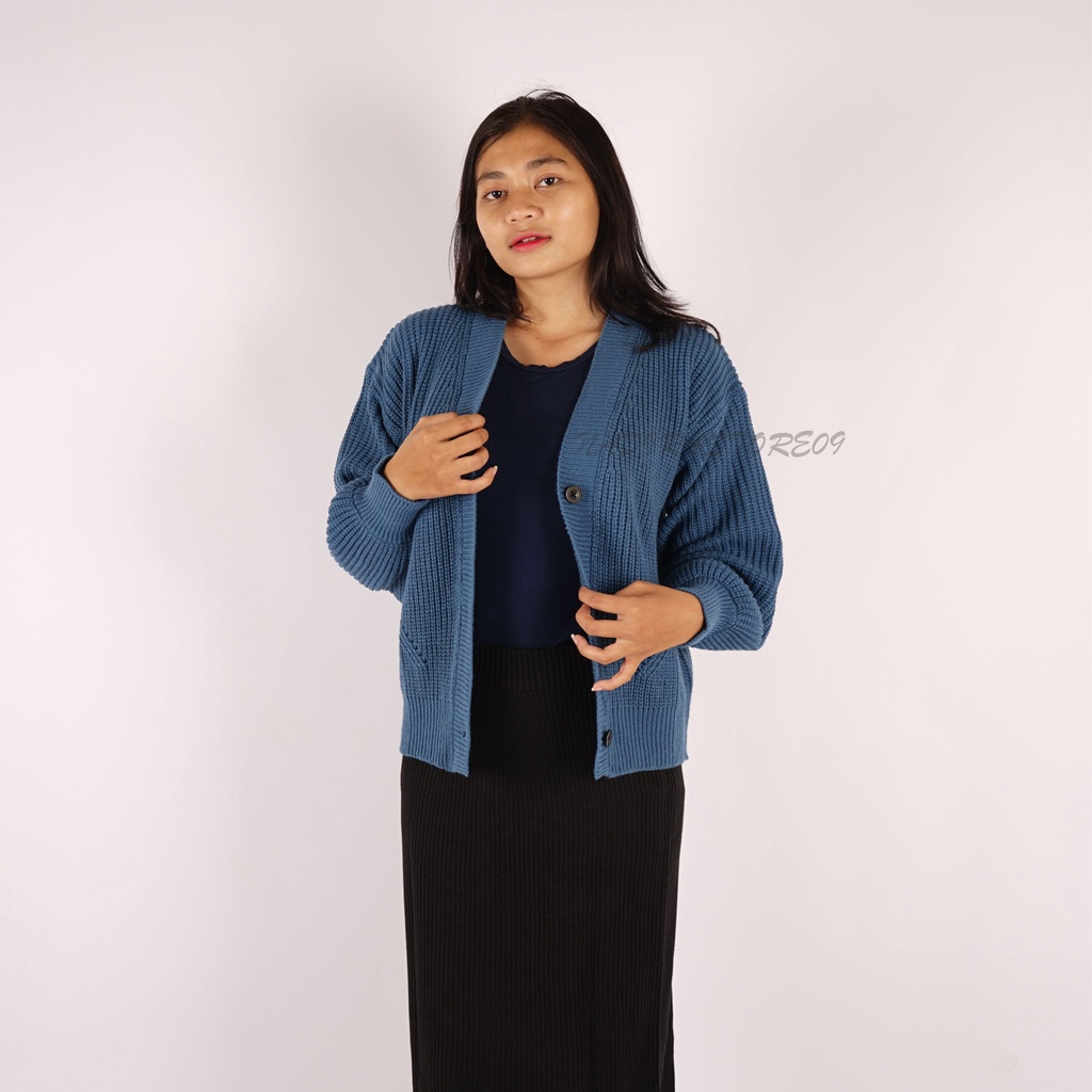 CARDIGAN RAJUT KANCING CORAK PREMIUM