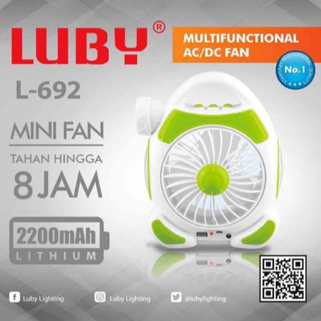 Kipas Angin Portable 5 Lampu Emergency Senter AC DC 