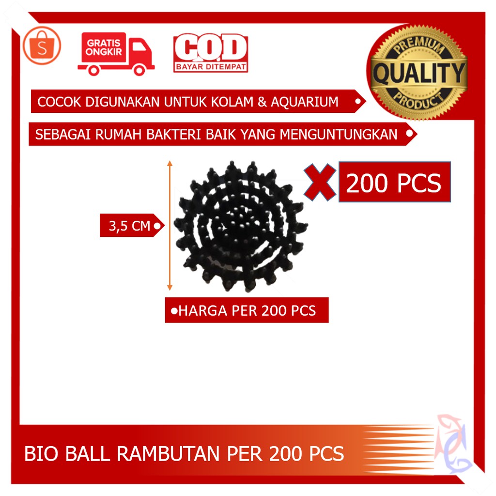 BIO BALL RAMBUTAN PER 200 PCS MEDIA FILTER KOLAM MEDIA FILTER AQUARIUM RUMAH BAKTERI