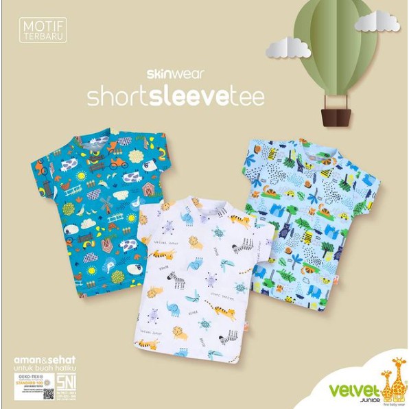 Baju Bayi Oblong Baju Tangan Pendek SML Libby Velvet Junior Animal / Triangle Premium