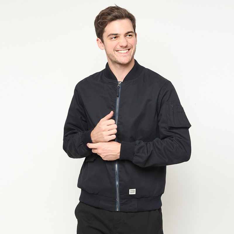 Minarno Canvas Bomber Jacket - Navy