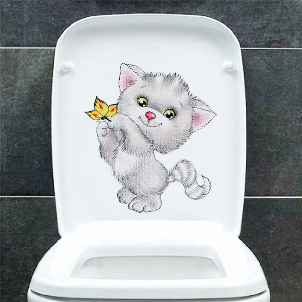 Pineapple Kitten Wall Sticker Art Decal Dekorasi Rumah Toilet Kartun