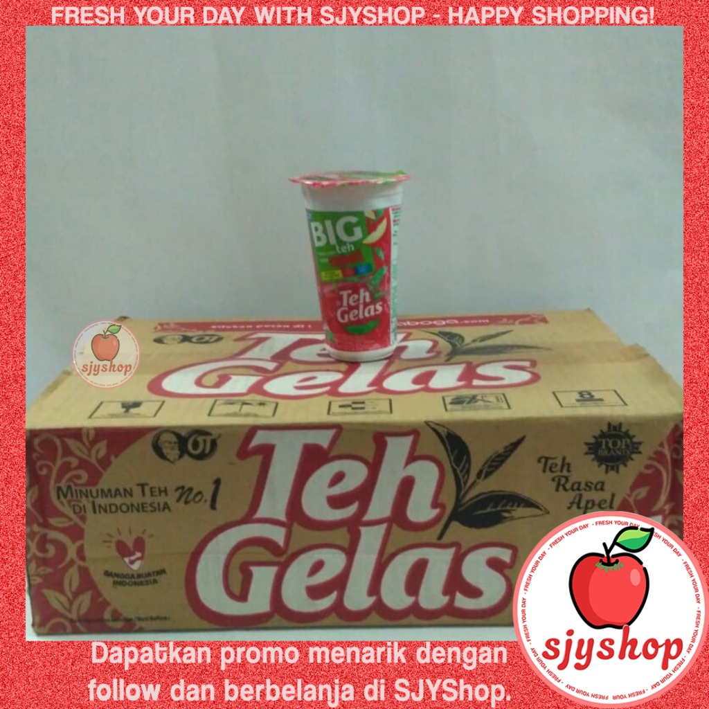 Teh Gelas Apel Big Cup Karton / 250 ml x 24 cups / Produk Hemat - SJYShop