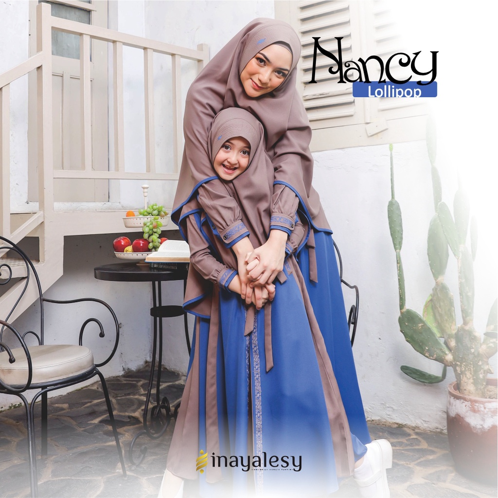 GAMIS COUPLE IBU ANAK NANCY DENIM X BROWN LOLLIPOP ORIGINAL BY INAYA INAYALESY DRESS BAJU BUSANA MUS