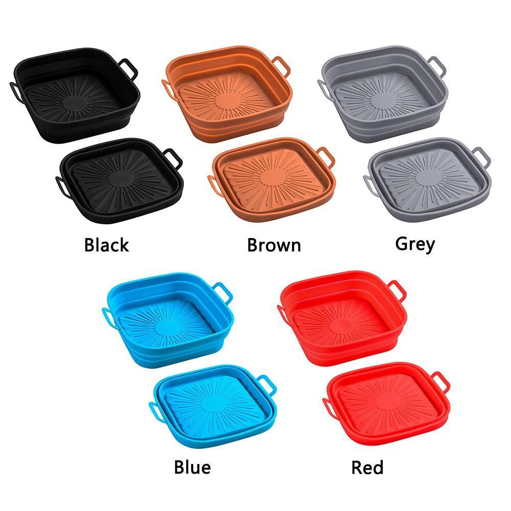 Solighter Square Silicone Pot Pizza Plate Masak AirFryer Aksesoris Baking Basket