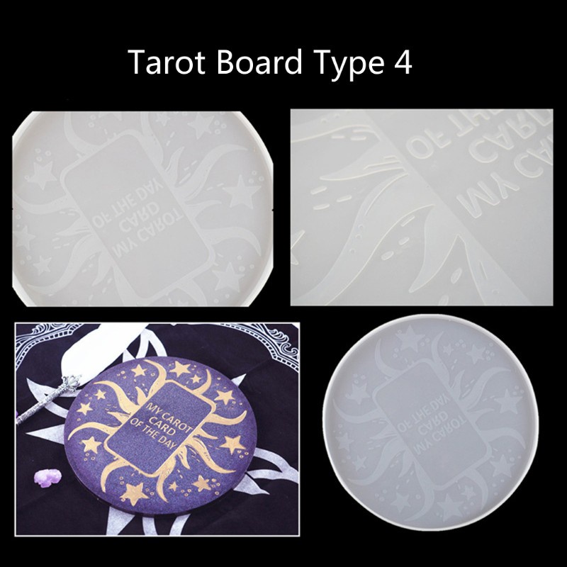 Glitter 4Pcs Pendulum Astrology Zodiac Board Epoxy Resin Mold The Sun Moon Star Tarot Card Tray Round Resin Mold Witchcraft Tool