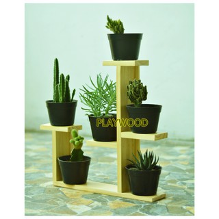 Rak pot bunga kayu mini kaktus hias Shopee Indonesia