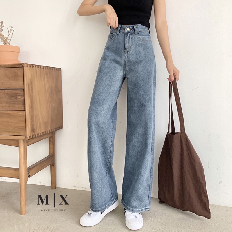 [CLEARANCE SALE] JEANS HIGHWAIST  CELANA PANTS WANITA CEWEK CULLOTE HW BAGGY DENIM MX815