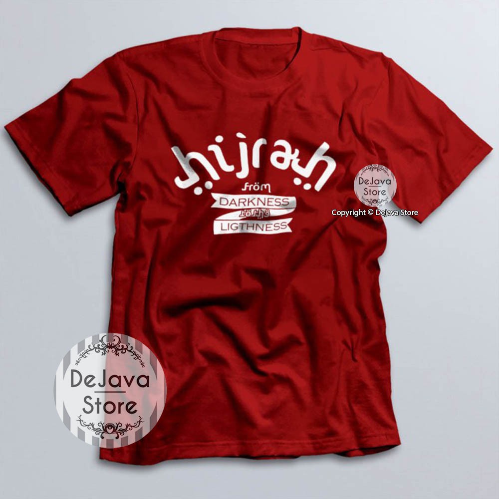Kaos Dakwah Islami HIJRAH FROM THE DARKNESS TO THE LIGHTNESS - Tshirt Distro Muslim Premium | 019-MAROON