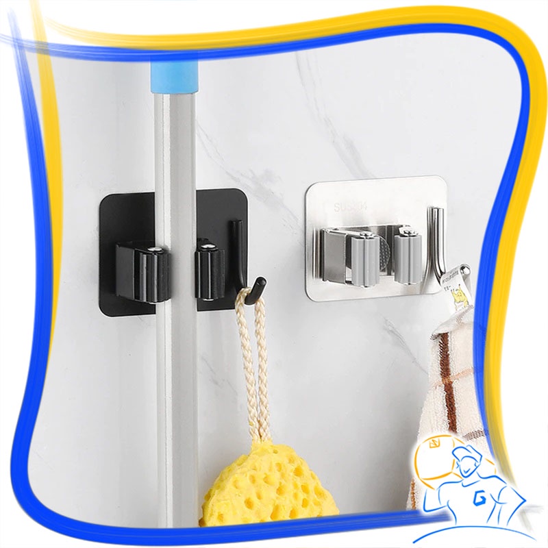 Gantungan Sapu Hook Pel Mop Clip Holder Tempel Dinding Klip Penjepit Gagang Pel Pengait Sapu Hanger Serbaguna