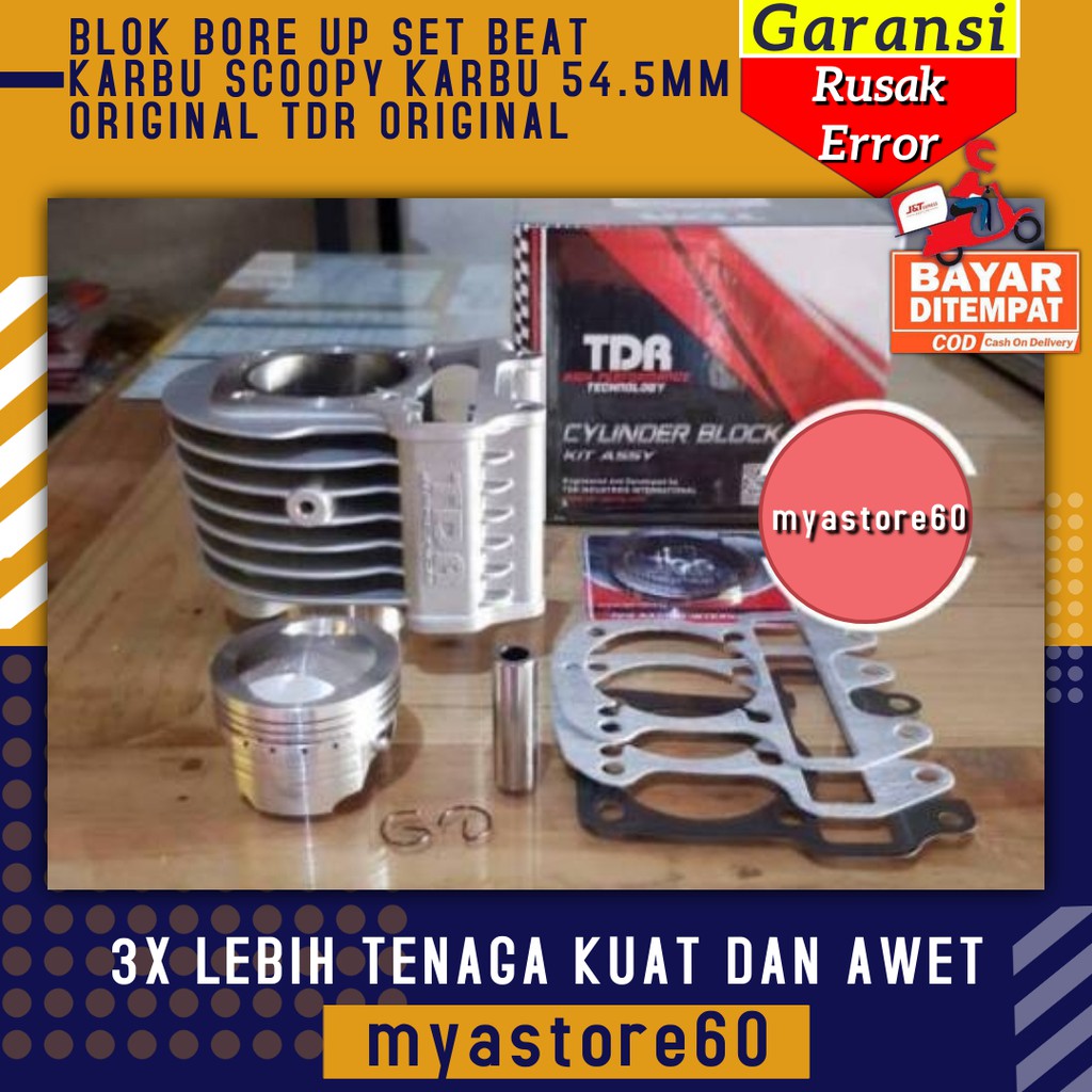 BLOK BORE UP SET BEAT KARBU SPAREPART SCOOPY KARBU 54.5MM ORIGINAL TDR ORIGINAL LENGKAP