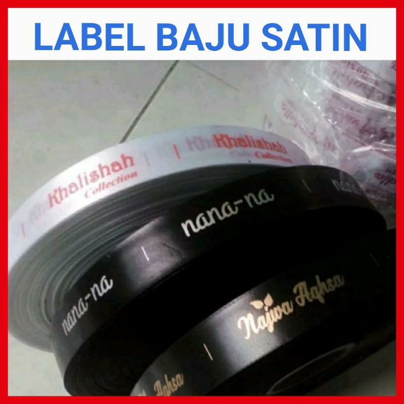 

Merek Label Baju Satin Custom murah pita satin HITAM 2cm 140rb