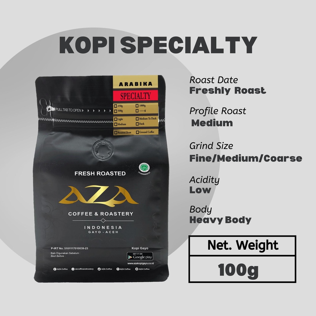

AZA Coffee-Kopi Gayo Aceh Arabika Specialty Coffe 100g