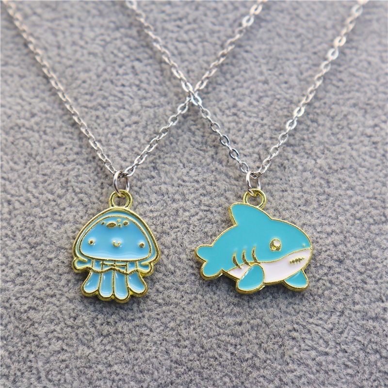 Kalung Rantai Dengan Liontin Kartun Mermaid Bahan Stainless Steel