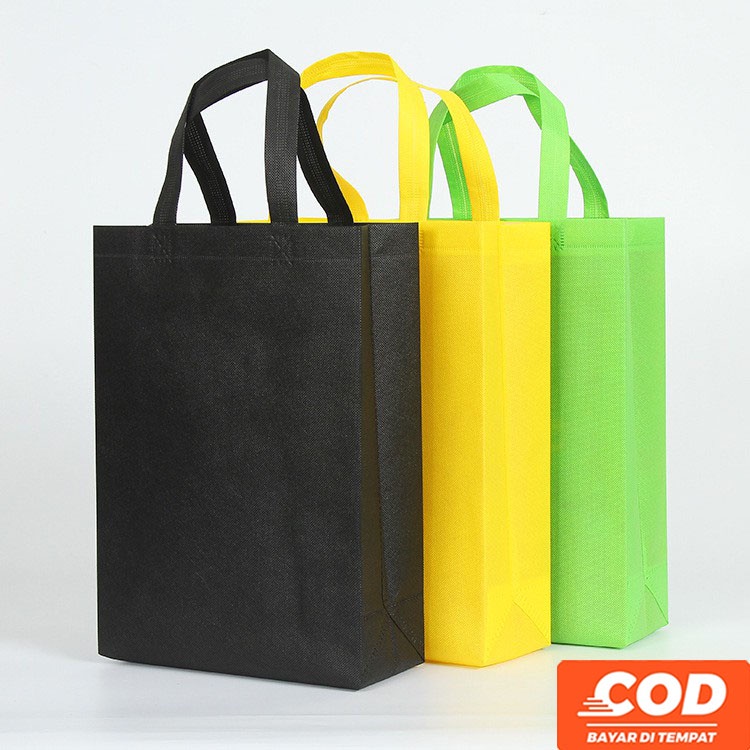 Tas Belanja Lipat Kain Spunbond Besar Polos Pria Wanita Kantong Shopping Pasar Goodie Tote Standing Handle Box Bag Souvenir Kado Tebal Korea Fashion Murah Grosir COD TOKO92