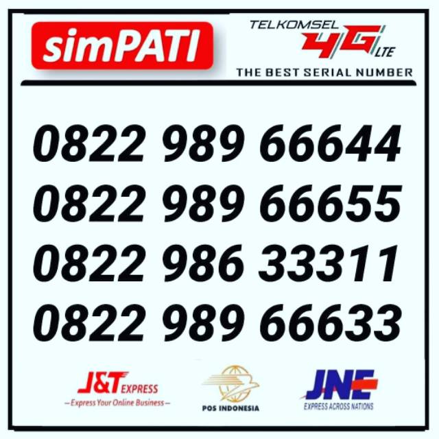 NO CANTIK TELKOMSEL KARTU PERDANA SIMPATI CANTIK 66655 66677 66688 66699 99996 99997 3333 8888 99999